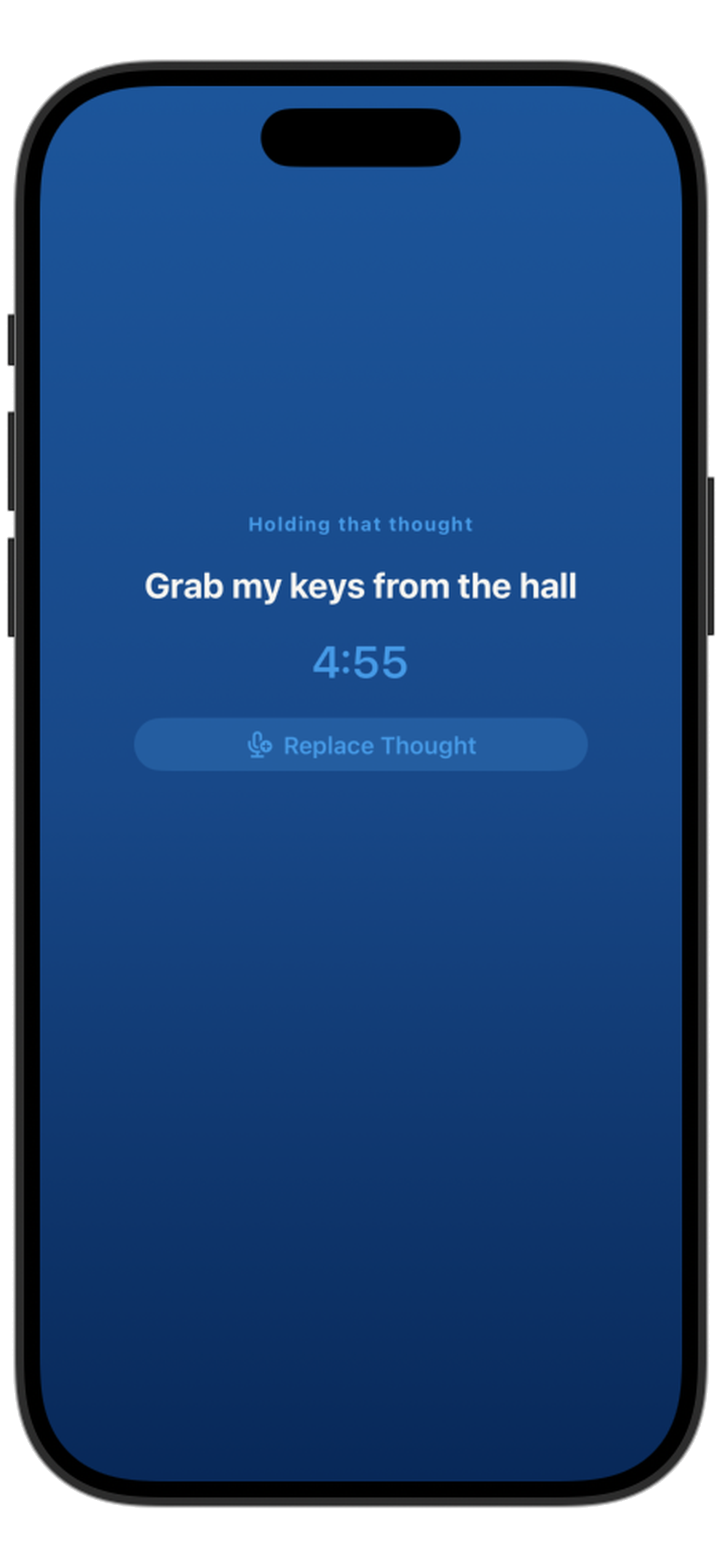 Hold That Thought iPhone app showing an active countdown