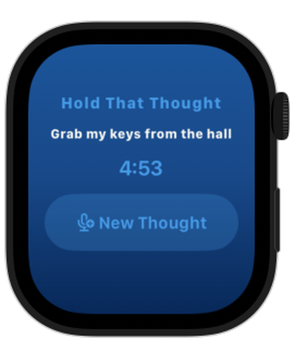 Hold That Thought on Apple Watch counting down an active thought